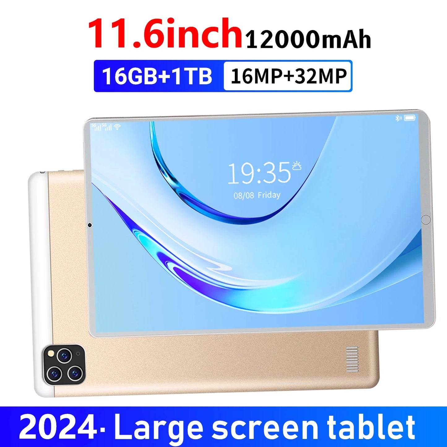 2024 5G Brand New 11.6 inch Tablet Android 16GB RAM 1TB ROM 12000mAh Android 13.0 10 core MTK6797 Wifi Network Tablets PC