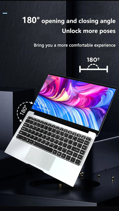 New Laptop Windows 11 Intel  J4025 180° Folding Slim Laptop Gamer 12GB RAM 512GB 1TB SSD 1920*1080 Office Study Computer PC