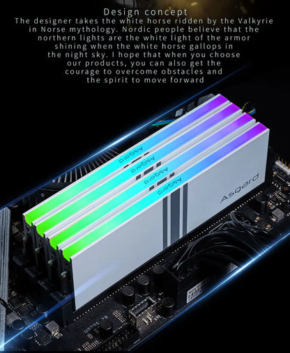 Asgard  Valkyrie  Memory DDR4 RAM PC 8GBX2 16GB 32GB 3200MHz 3600MHz RGB RAM White heatsink OC Performance for Desktop