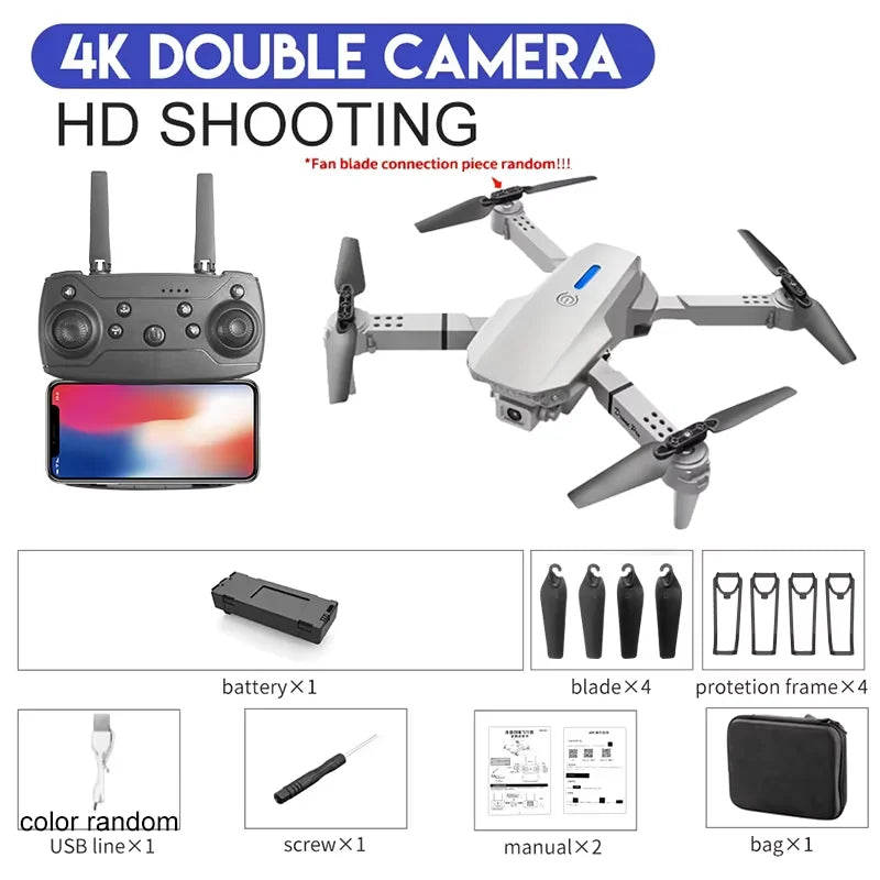 KBDFA 2025 E88 Professional Wide Angle RC Dron HD 4K Camera Mode Foldable Helicopter Aircraft Quadcopter Drone Kid Gift Toys