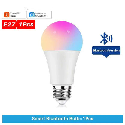 Tuya Smart Bulb E27 WiFi/Bluetooth Dimmable LED Light Bulb RGBCW 100-240V Smart Life App Control Support Alexa Google Home