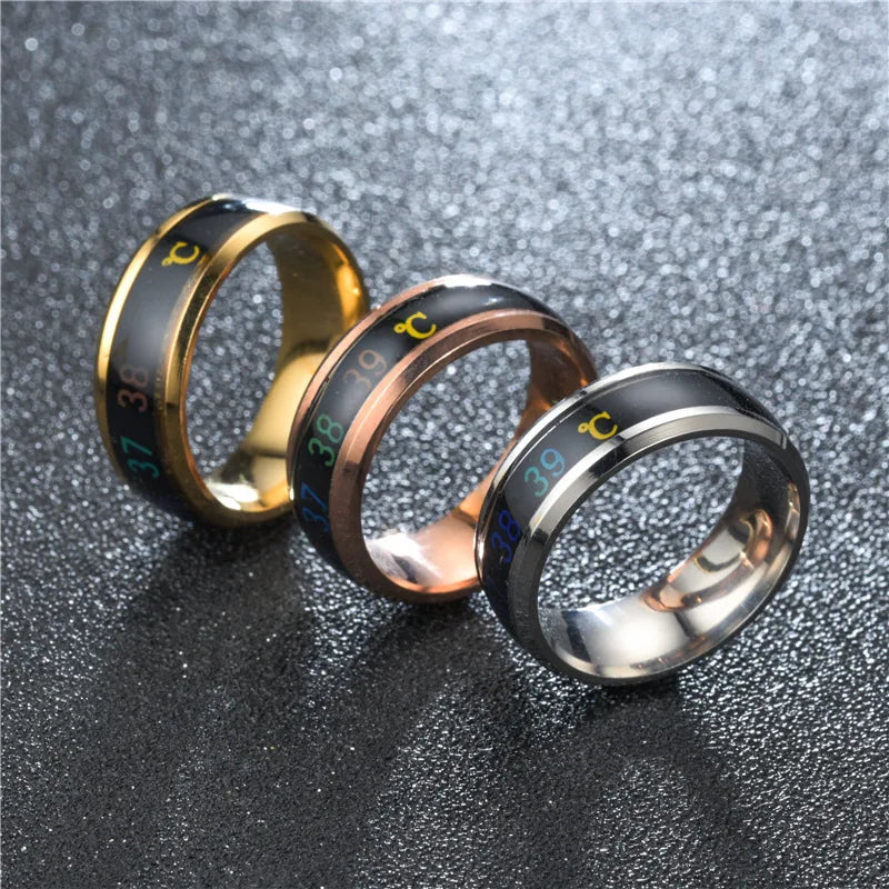 Smart Stainless Steel Multifunctional Ring For Couples Mood Changes Color From Waterproof Body Temperature Measuring Ring