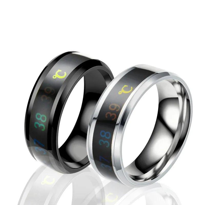 Smart Sensor Body Stainless Steel Love Band Ring With Temperature Measurement Function Rings For Couples Accessories Anillo