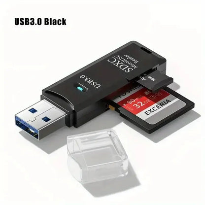 Robust 2-in-1 USB 3.0 2.0 Micro SD Card Reader High Speed Data Transmission up to 5Gbps Compatibility Multiple for PC Camera