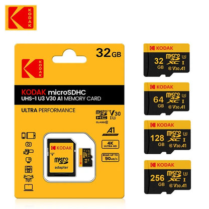 Kodak Micro SD Card Memory Card Class 10 32GB 64GB 128GB 256GB U3 4K High Speed Cartao De Memoria Flash Memory TF Mecard C10