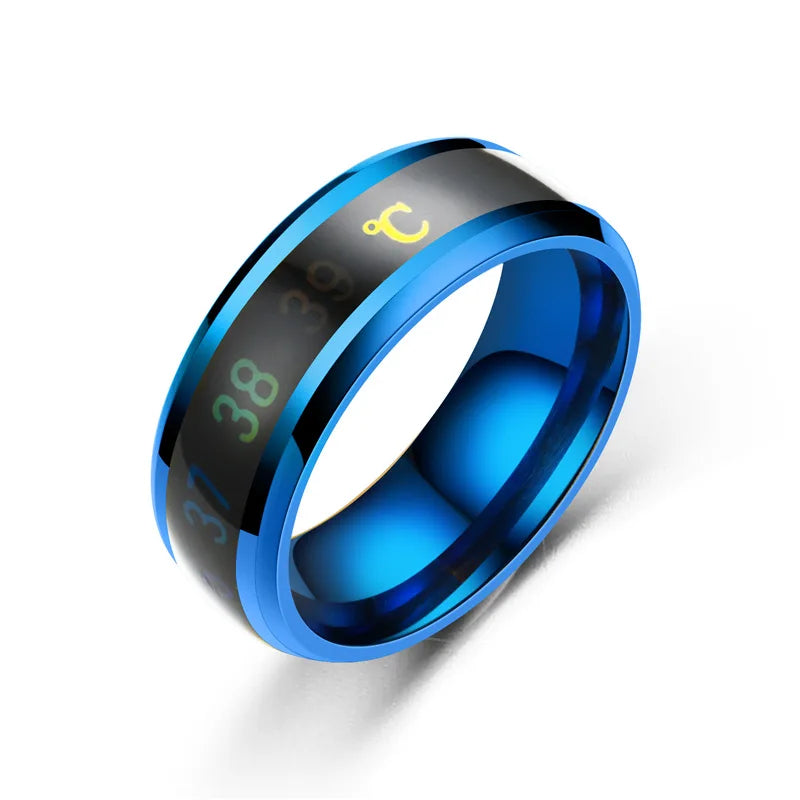 Smart Sensor Body Stainless Steel Love Band Ring With Temperature Measurement Function Rings For Couples Accessories Anillo