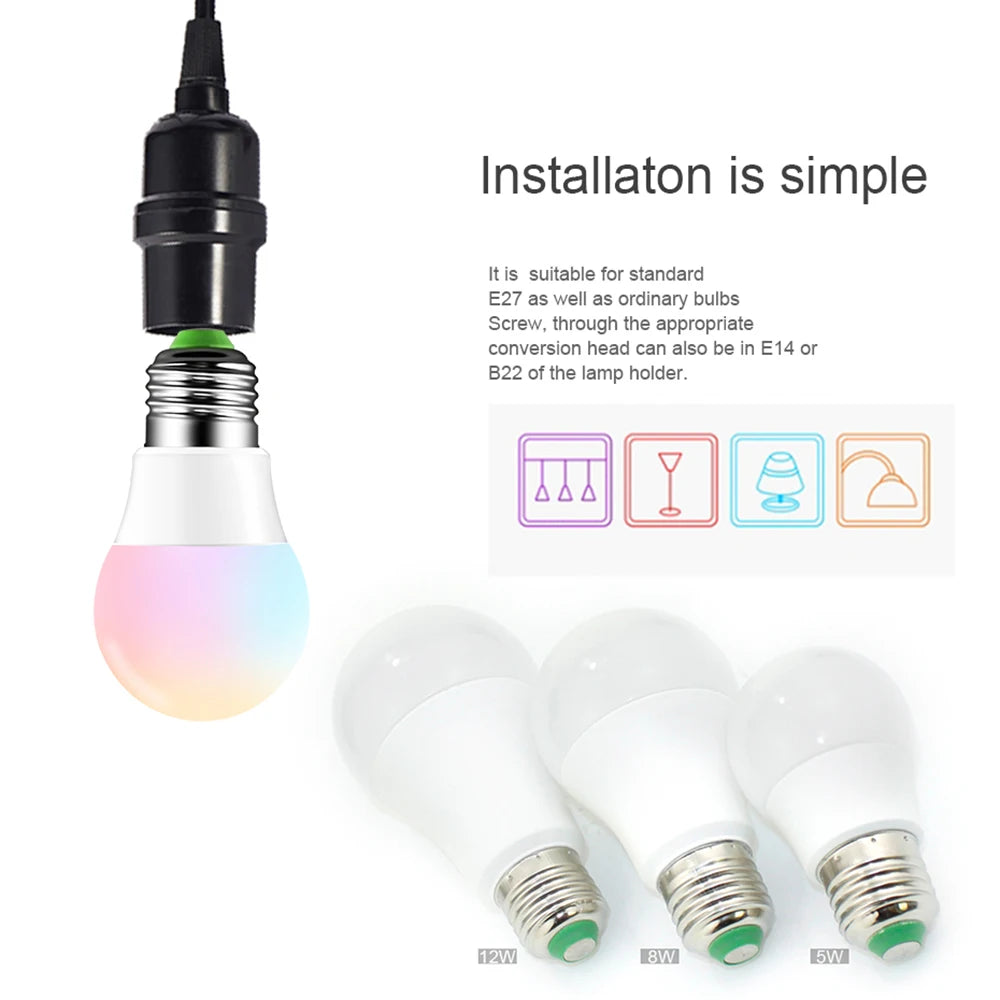 E27 RGB Remote Control Bulb Led Light For Room Smart Bulb Lamp Dimmer Low Power Consumption Energy Save Adjustable Bulb New 2024