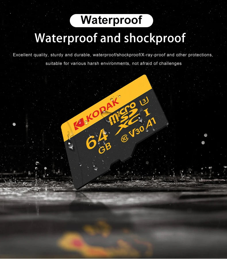 Kodak Micro SD Card Memory Card Class 10 32GB 64GB 128GB 256GB U3 4K High Speed Cartao De Memoria Flash Memory TF Mecard C10