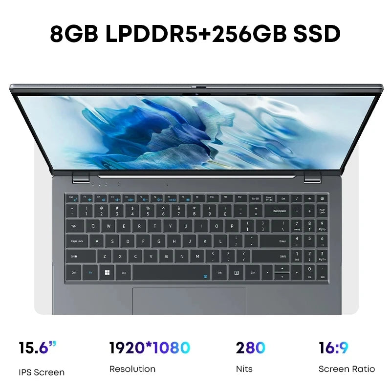 CHUWI GemiBook Plus Laptop 16GB LPDDR5 512GB SSD Intel Alder Lake N100 15.6'' FHD 1920 * 1080 WiFi 6 Windows 11 Laptops