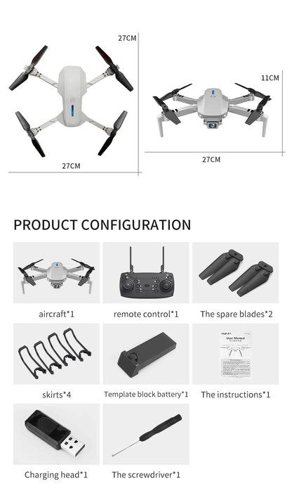 KBDFA 2025 E88 Professional Wide Angle RC Dron HD 4K Camera Mode Foldable Helicopter Aircraft Quadcopter Drone Kid Gift Toys