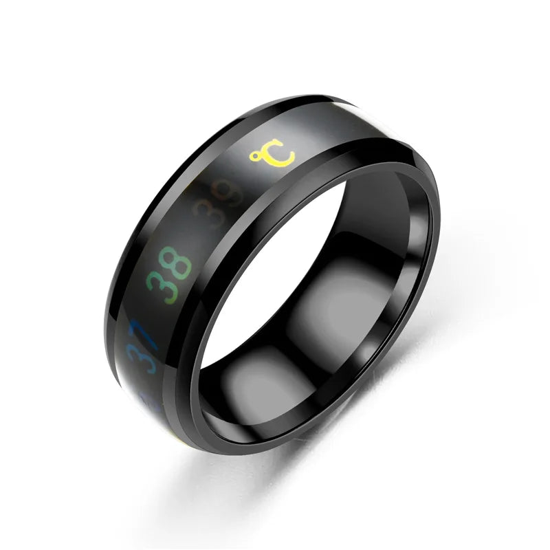 Smart Sensor Body Stainless Steel Love Band Ring With Temperature Measurement Function Rings For Couples Accessories Anillo