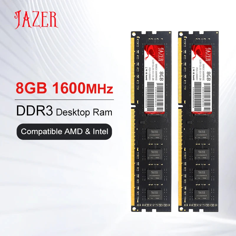 JAZER Memoria Rams DDR3 1600MHz New Dimm 1.5V Desktop Memory Compatible AMD And Intel