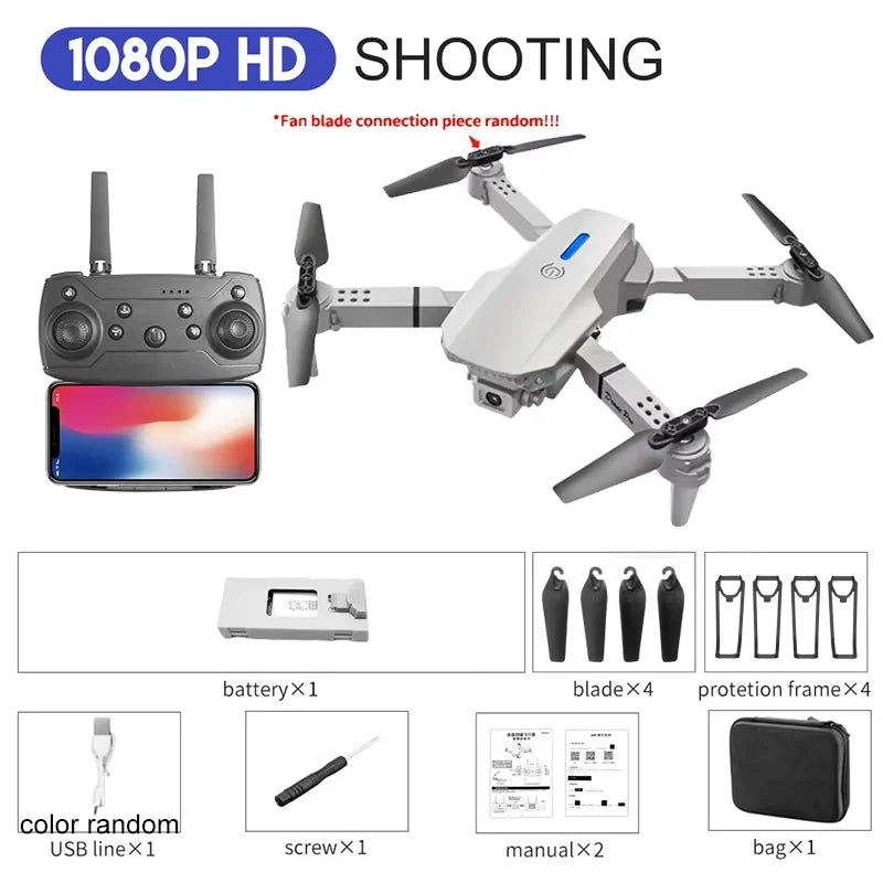 KBDFA 2025 E88 Professional Wide Angle RC Dron HD 4K Camera Mode Foldable Helicopter Aircraft Quadcopter Drone Kid Gift Toys