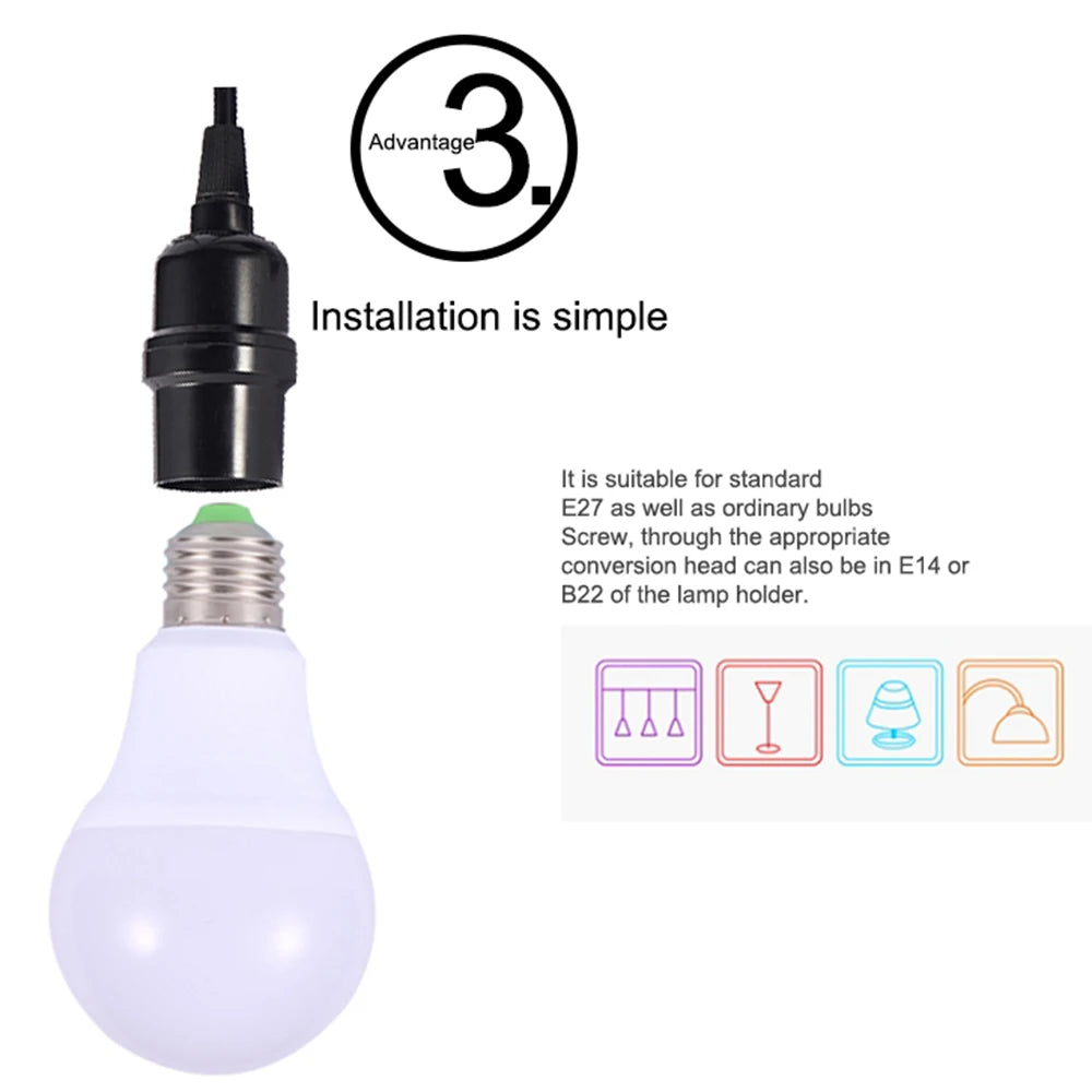 E27 RGB Remote Control Bulb Led Light For Room Smart Bulb Lamp Dimmer Low Power Consumption Energy Save Adjustable Bulb New 2024