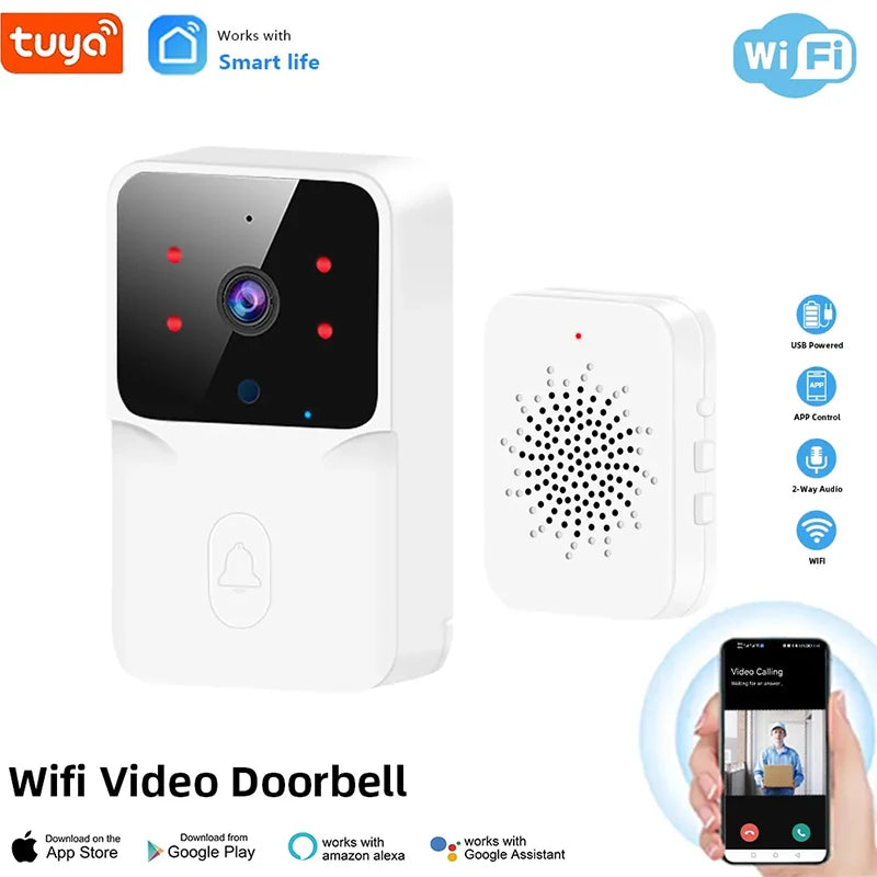 Tuya Wireless Video Doorbell Camera WIFI Night Vision Smart Home Security Outdoor HD Door Bell Two Way Intercom Voice Change