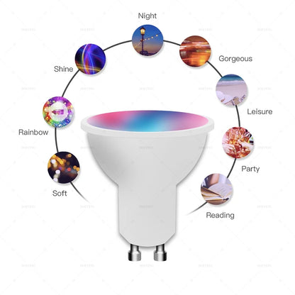 GU10 Tuya Wifi Smart 9W Light Bulb 220V RGB Lamps Smart Life Dimmable Spotlight Voice Control Works With Alexa Google Assistant