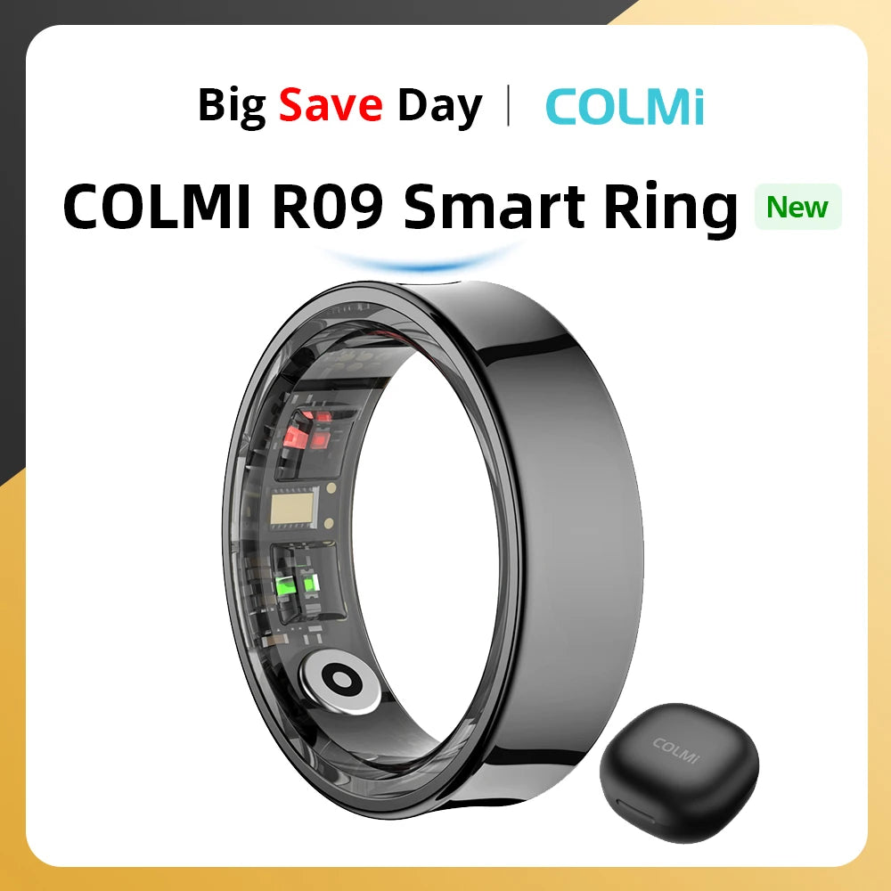 2024 COLMI R09 Smart Ring Men Women with Charging Case, Body Temperature Health and Sleep Monitor For Xiaomi Samsung Phone