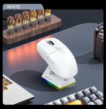 Attack Shark X6 PAW3395 Bluetooth Mouse,Tri-Mode Connection,RGB Touch Magnetic Charging Base,Macro Gaming Mouse