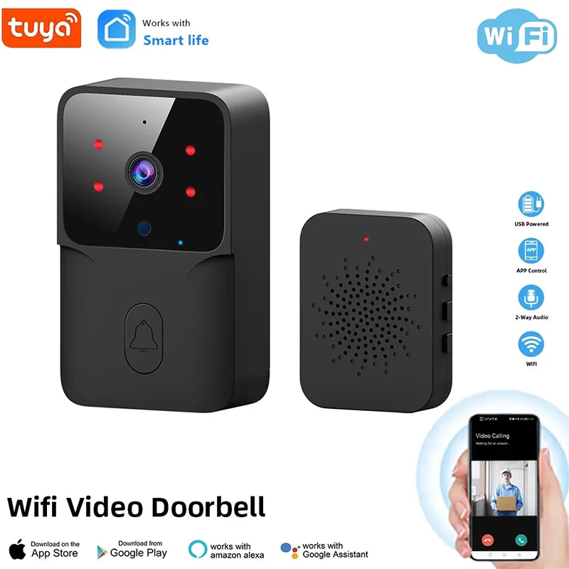 Tuya Wireless Video Doorbell Camera WIFI Night Vision Smart Home Security Outdoor HD Door Bell Two Way Intercom Voice Change