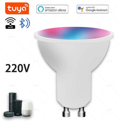 GU10 Tuya Wifi Smart 9W Light Bulb 220V RGB Lamps Smart Life Dimmable Spotlight Voice Control Works With Alexa Google Assistant