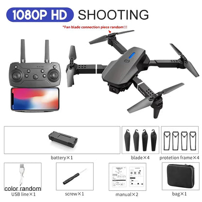 KBDFA 2025 E88 Professional Wide Angle RC Dron HD 4K Camera Mode Foldable Helicopter Aircraft Quadcopter Drone Kid Gift Toys