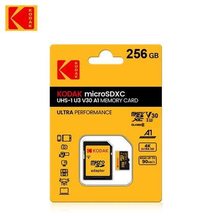 Kodak Micro SD Card Memory Card Class 10 32GB 64GB 128GB 256GB U3 4K High Speed Cartao De Memoria Flash Memory TF Mecard C10