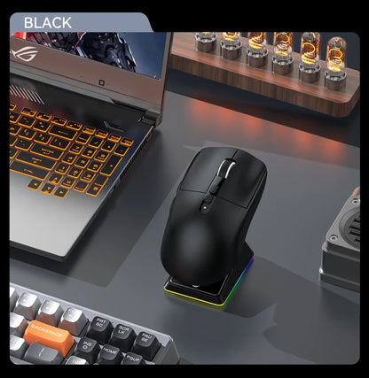 Attack Shark X6 PAW3395 Bluetooth Mouse,Tri-Mode Connection,RGB Touch Magnetic Charging Base,Macro Gaming Mouse