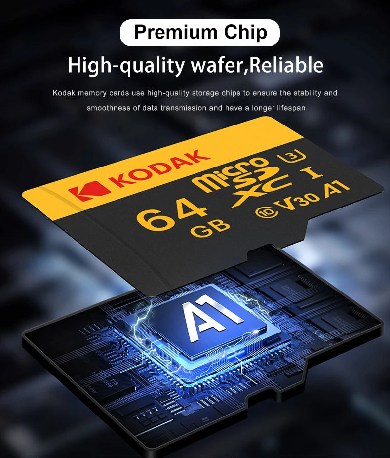 Kodak Micro SD Card Memory Card Class 10 32GB 64GB 128GB 256GB U3 4K High Speed Cartao De Memoria Flash Memory TF Mecard C10