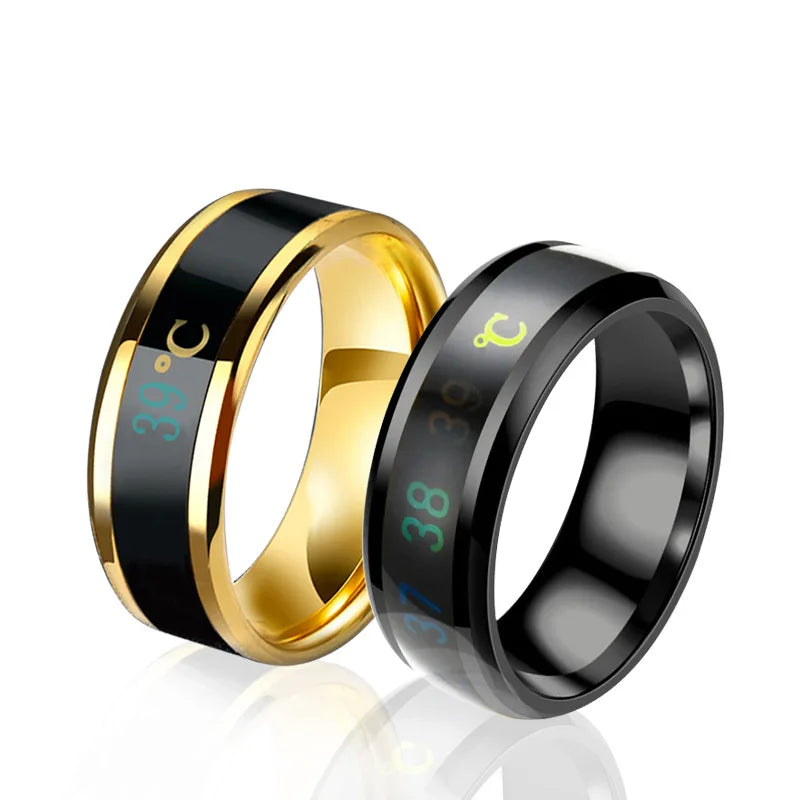 Smart Sensor Body Stainless Steel Love Band Ring With Temperature Measurement Function Rings For Couples Accessories Anillo