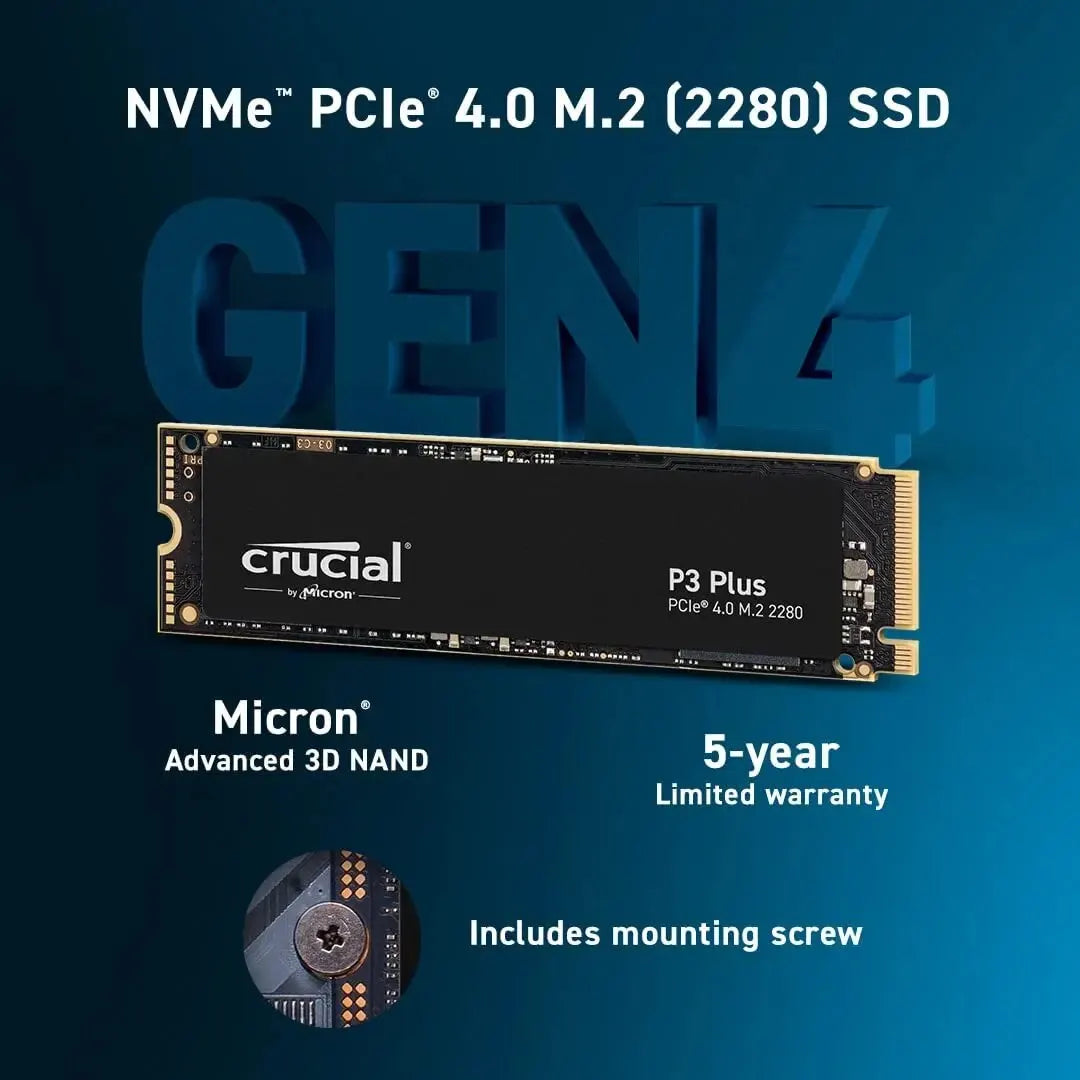 Crucial P3 Plus Memory 2TB 1TB 500GB PCIe Gen4 3D NAND NVMe M.2 2280 SSD, up to 5000MB/s  Solid State Drive Disk(OEM Package)