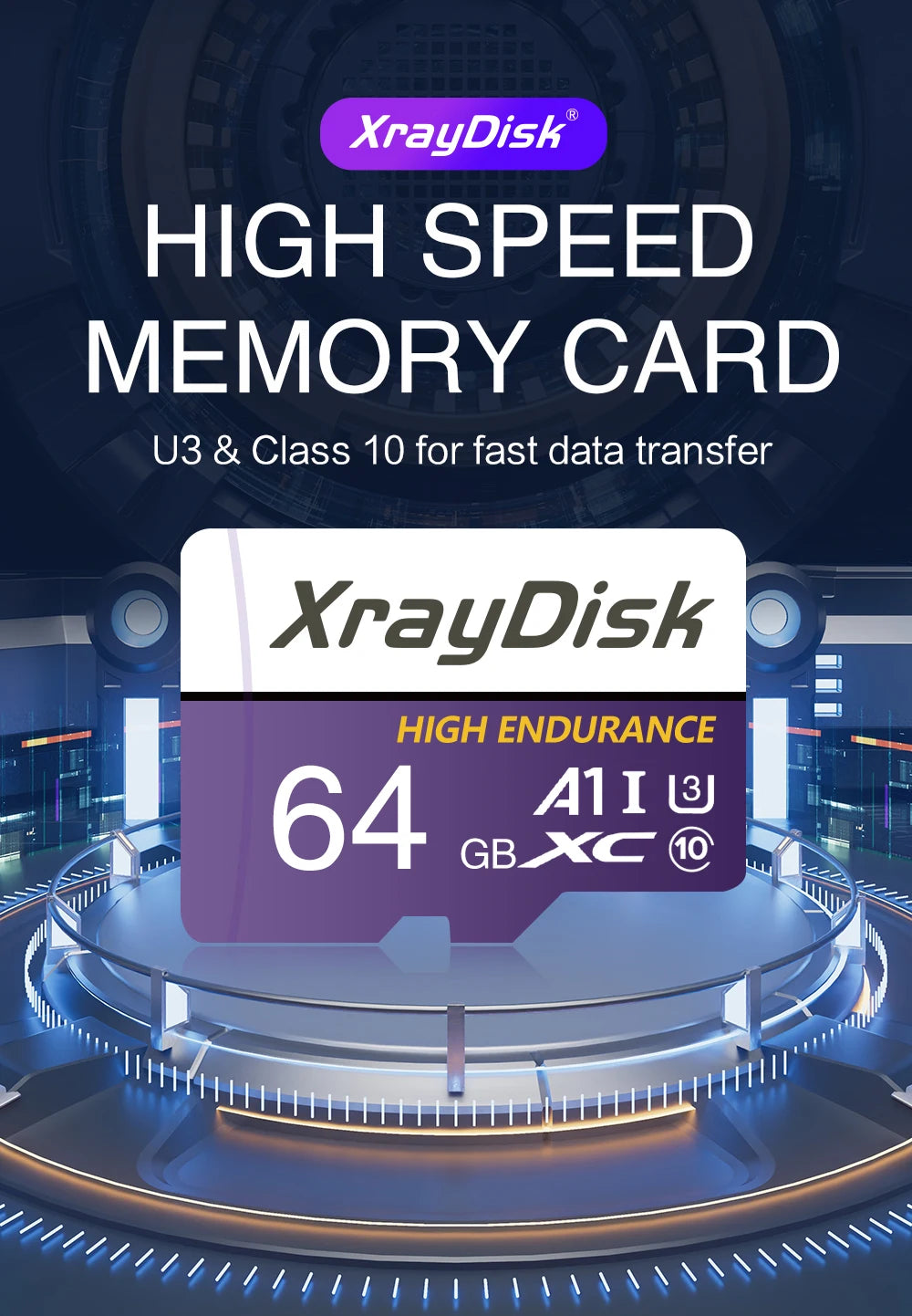 Xraydisk TF Card 64G 128GB 256GB Memory Card High Speed With Adapter A1 U3 Class 10 V30 For Phone/Camera/Dash