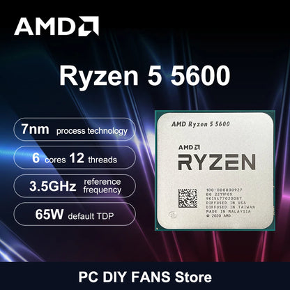 AMD Ryzen 5 5600 R5 5600 5000 Series 6-Core 12-Thread 3.5 GHz CPU Processor 7NM L3=32M Socket AM4 DDR4 New But without cooler