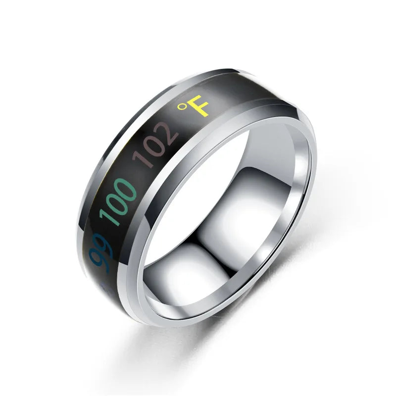 Smart Stainless Steel Multifunctional Ring For Couples Mood Changes Color From Waterproof Body Temperature Measuring Ring