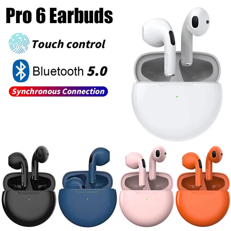 Original Pro 6 TWS Wireless Bluetooth Earphones Headphones Mini Fone Earphone Stereo Sport Headset For Xiaomi Android Earbuds