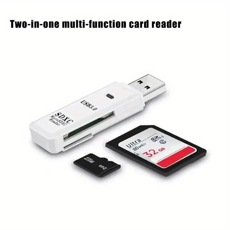 Robust 2-in-1 USB 3.0 2.0 Micro SD Card Reader High Speed Data Transmission up to 5Gbps Compatibility Multiple for PC Camera