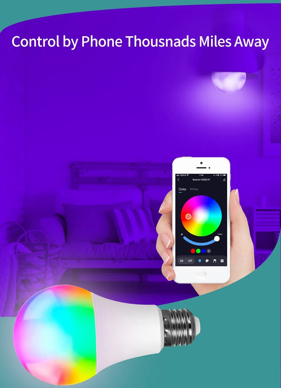 Tuya Smart Bulb E27 WiFi/Bluetooth Dimmable LED Light Bulb RGBCW 100-240V Smart Life App Control Support Alexa Google Home