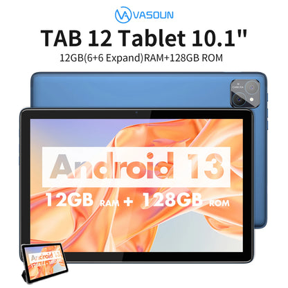 VASOUN Android 14 Tablet 10.1", 12GB(6+6 Expand) RAM, 128GB ROM, Octa Core, Dual SIM 4G Unlocked With 2.4G/5G WiFi GPS