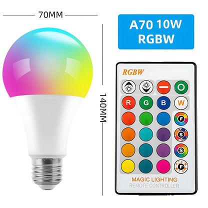 E27 RGB Remote Control Bulb Led Light For Room Smart Bulb Lamp Dimmer Low Power Consumption Energy Save Adjustable Bulb New 2024