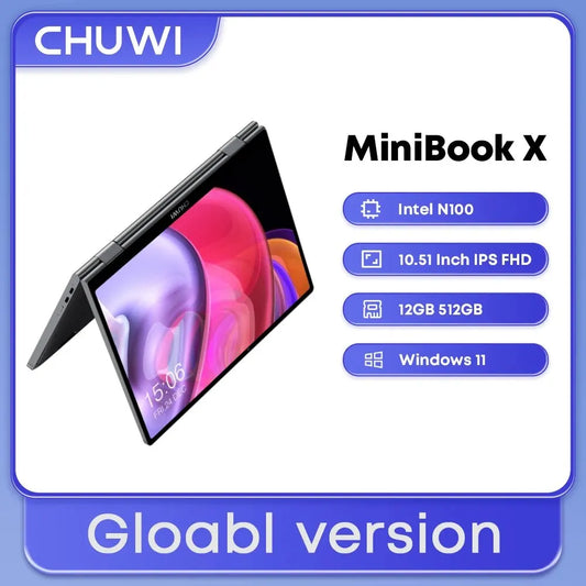 CHUWI MiniBook X 2 In 1 Laptop Tablet Intel N100 10.51" FHD IPS Screen 12GB LPDDR5 512G SSD Windows 11 Notebook 1200*1920