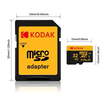 Kodak Micro SD Card Memory Card Class 10 32GB 64GB 128GB 256GB U3 4K High Speed Cartao De Memoria Flash Memory TF Mecard C10