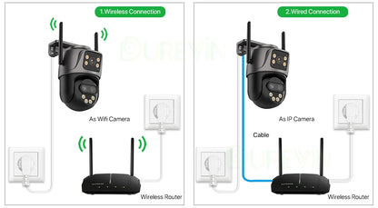 6K 9MP HD IP Camera Outdoor Three-Lens External WiFi Camera 4K 8MP Dual Screen Security PTZ Cam Auto Tracking Surveillance iCSee