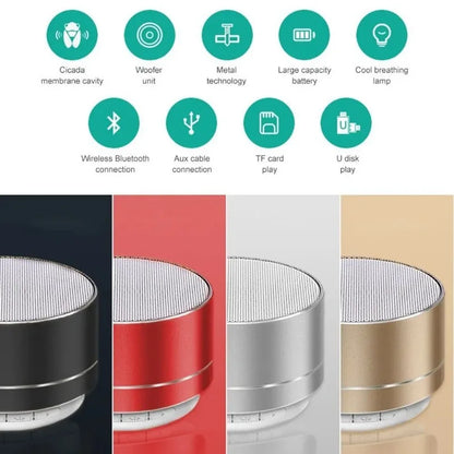 A10 Wireless Bluetooth Speakers Small Steel Cannon Subwoofer Loudspeaker Music Player Stereo Surround Sound Portable Mini Gift