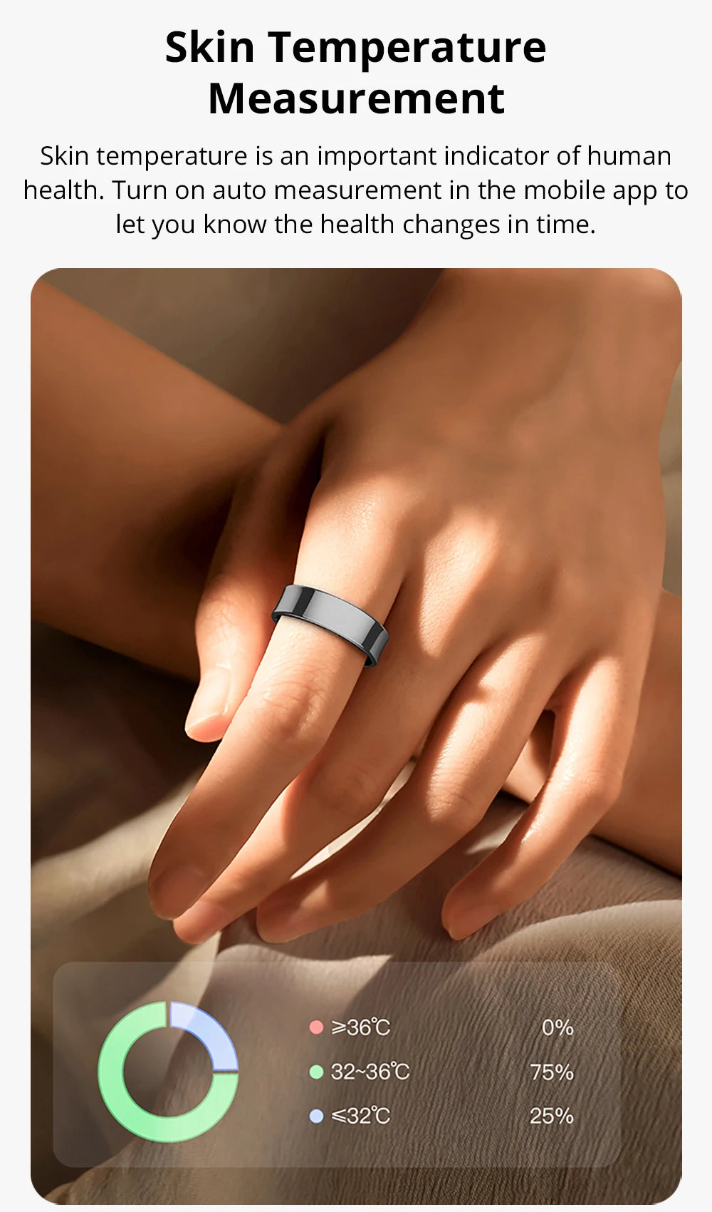 2024 COLMI R09 Smart Ring Men Women with Charging Case, Body Temperature Health and Sleep Monitor For Xiaomi Samsung Phone