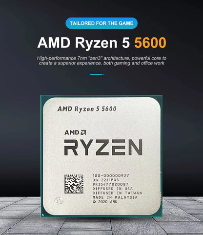 AMD Ryzen 5 5600 R5 5600 5000 Series 6-Core 12-Thread 3.5 GHz CPU Processor 7NM L3=32M Socket AM4 DDR4 New But without cooler