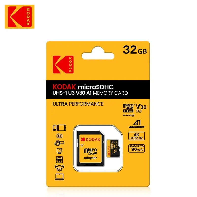 Kodak Micro SD Card Memory Card Class 10 32GB 64GB 128GB 256GB U3 4K High Speed Cartao De Memoria Flash Memory TF Mecard C10