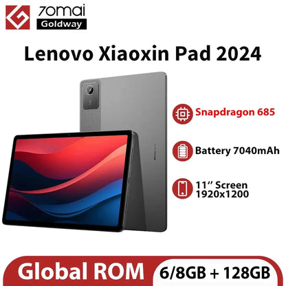 Global Firmware Lenovo Xiaoxin Pad 2024 Tablet 6 / 8GB 128GB Qualcomm Snapdragon 685 Octa Core 11" Screen GPS WIFI Android Tab