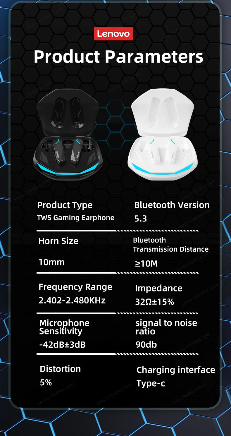 Choice Lenovo GM2 Pro Earphones Bluetooth 5.3 Wireless Earbuds Low Latency Headphones HD Call Dual Mode Gaming Headset With Mic