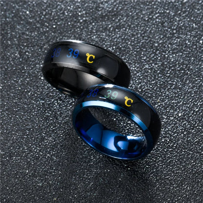 Smart Stainless Steel Multifunctional Ring For Couples Mood Changes Color From Waterproof Body Temperature Measuring Ring