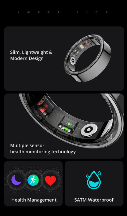 2024 COLMI R09 Smart Ring Men Women with Charging Case, Body Temperature Health and Sleep Monitor For Xiaomi Samsung Phone