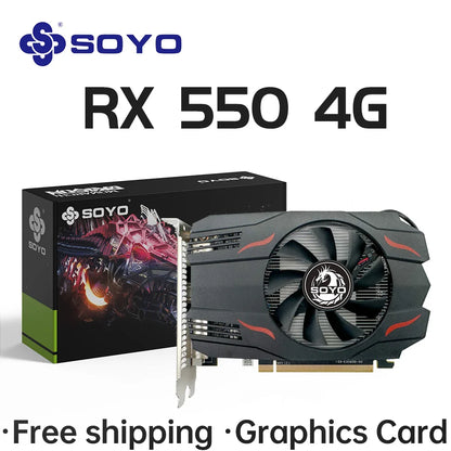 SOYO AMD Radeon RX550 4GB GPU GDDR5 14nm For Desktop PC Games Video Office Graphics Card 128bit HDMI RX 550 Computer Components